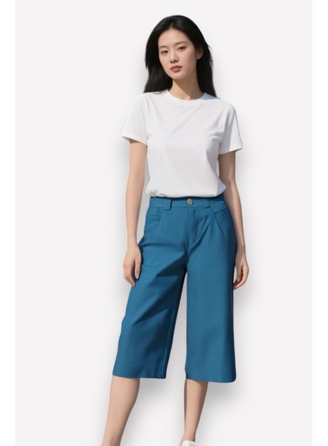 Button & Loop Details Culottes
