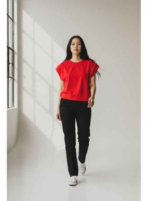 Layered Sleeve Hem Boxy Top